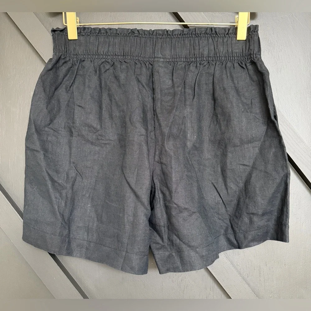 NWT Quince 100% European Linen High Waisted Shorts in Black, Size Small - Picture 8 of 10